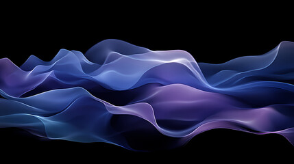 Abstract image of glowing blue and purple smoke-like waves. Phosphorescent Waves. Illustration