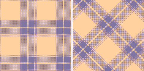 Light Light Peach and Vivid Heather Seamless Madras Plaid Textile Design