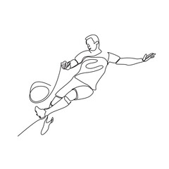Continuous Single Line Drawing of a Soccer Player in Action