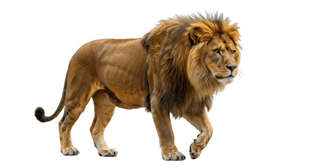 Side view of Asiatic lion isolated on transparent png background