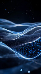 Obraz premium Abstract blue wave particle background, glittering with light, creating a dynamic and elegant visual, perfect for technology or science concepts