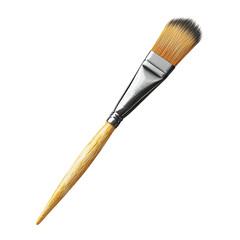 Fototapeta premium Paintbrush with a wooden handle and a silver tip on transparent background