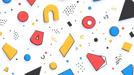 Simple, colorful shapes pattern with thick lines on a white background