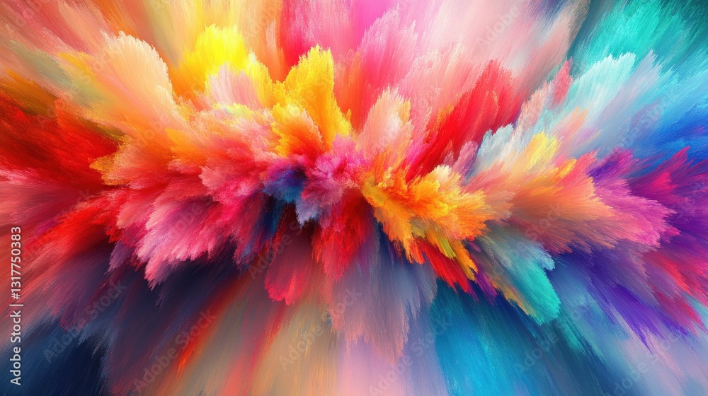 Poster vibrant abstract explosion of colors creating a dynamic visual experience in a digital artwork