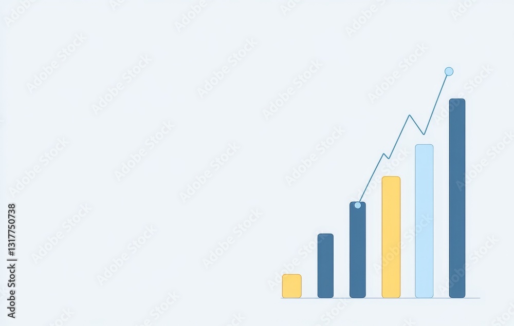 Wall mural bar graph showing sales data for an online store with blue and yellow bars on a light background