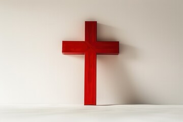 Obraz premium Bold red cross centers clean white backdrop modern minimalist design sharp focus professional watermark.