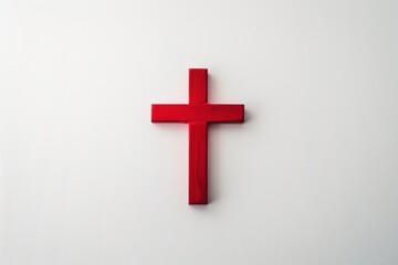 Obraz premium Minimalist sharp focus design a bold red cross centered on a pure white background modern aesthetic professional composition watermark.