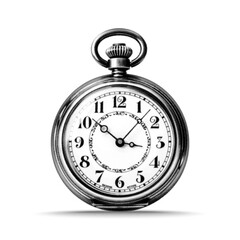 Halftone chic retro pocket watch with shadow. Time management and deadlines concept in vintage pop art style. Vector illustration with processed outline on isolated background