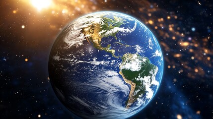 Fototapeta premium A beautiful realistic image of planet Earth in space