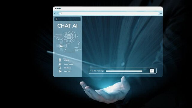 A dynamic representation of a chat AI application user interface, highlighting interactive features and futuristic elements for enhanced communication and technology integration. Qubit