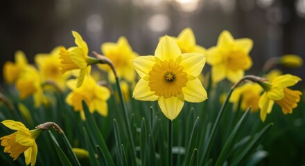 Obraz premium Daffodils in Breeze, Macro Detail