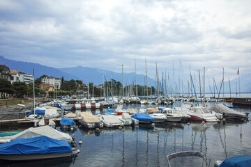 Panorama of town of Montreux, Switzerland