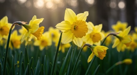 Fototapeta premium Blurred Daffodils in Breeze