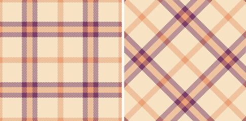 Rich Peach and Light Light Peach Seamless Madras Plaid Textile Design