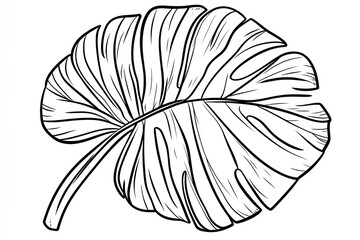 Tropical leaf illustration, white background, design element