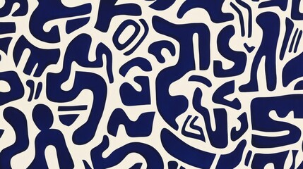 A simple pattern of blue shapes on a white background 