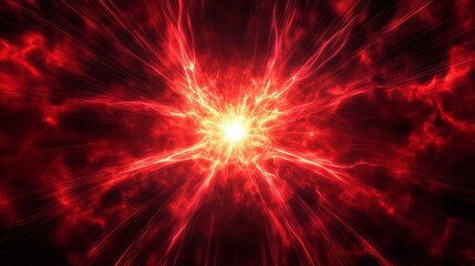 Fototapeta premium Fiery Cosmic Explosion Abstract Art: Red Nebula Energy Burst in Space