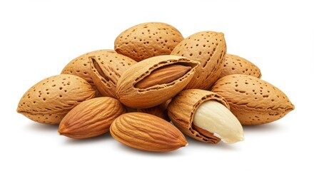 Isolated Almonds with Shells