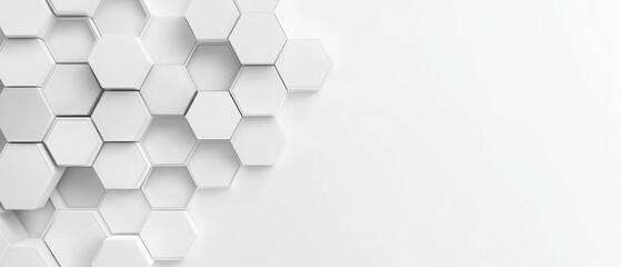 Obraz premium Panoramic Wall of Random shifted white honeycomb hexagon background wallpaper with copy space. 