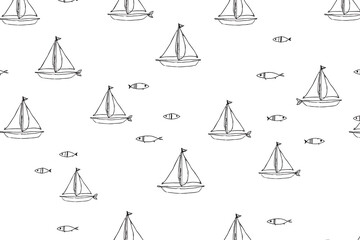 seamless pattern with sailing boats