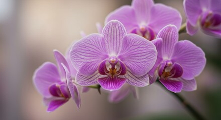 Obraz premium Close-up Purple and White Orchids with Bokeh