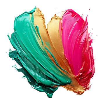 cal poly green techno pink and gold brushstrokes isolated on transparent background