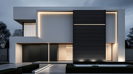 An Exquisite Modern Architectural Marvel A Study in Contrasting Light and Shadow, Clean Lines and