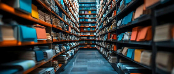 Fototapeta premium Paper warehouse aisle storage