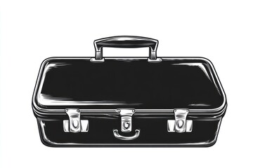 Vintage suitcase, closed, white background, travel