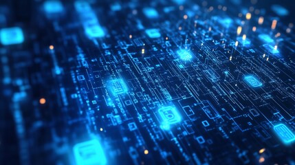 Obraz premium Abstract Digital Data Stream Circuit Board Futuristic Technology Background Network