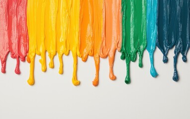 Naklejka premium Rainbow Paint Drips on White Background