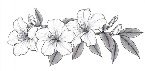 Transparent Background Floral Sketch in Fine Lines
