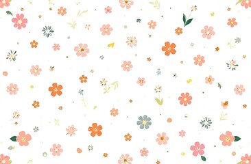 texture, print, vintage 2d seamless floral pattern. Liberty style background of small pastel colorful flowers and Easter eggs. Abstract flowers, leaves branches and eggs