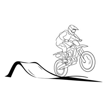 motocross rider jumping black and white clip art preview