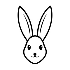 Obraz premium a stylized outline of a rabbit's face. The drawing is minimalist and clean, perfect for various design purposes. The rabbit has long ears and a sweet expression, vector icon illustration