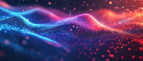 Obraz premium Colorful abstract waves of light and particles in motion