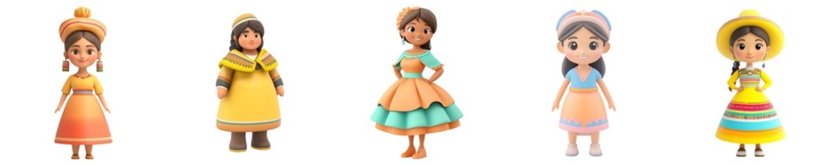 Colorful Traditional Dress Characters