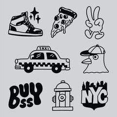 A collection of creatively hand-drawn doodle icons illustration vector design