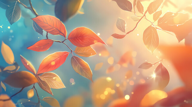 A close-up of shimmering leaves swaying in a gentle breeze captures the harmonious sounds of nature as sunlight filters through, creating a rhythmic essence of life. Shimmering Echoes. Illustration