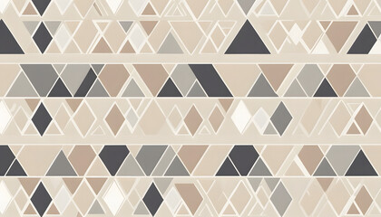 Fototapeta premium Geometric minimalism . Geometric abstract pattern featuring diamonds and triangles in soft earthy tones