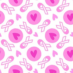 Breast cancer month seamless pink ribbon day mammogram pattern for medical accessories and medicine textiles