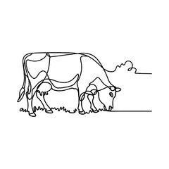 Minimal Cow Pasture Scene Illustration
