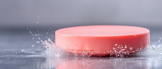 Pink disc splashing in water