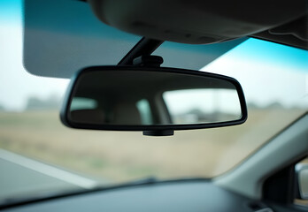 Car rearview mirror interior view - obrazy, fototapety, plakaty