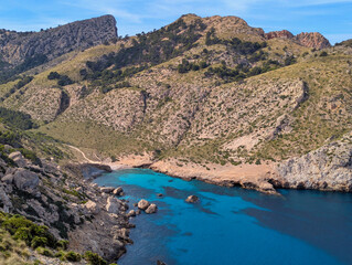 Fototapeta premium Cala Figuera beach. Formentor Peninsula. Mallorca Island. Spain