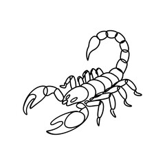 Obraz premium Scorpion Illustration, Outline Drawing, Isolated on White Background, Arachnid