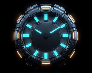 Futuristic Clock for Dark Background.