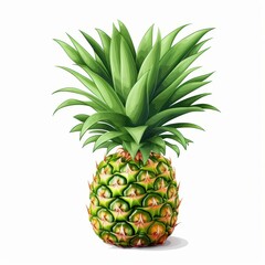 Fototapeta premium A vibrant pineapple with edgy green leaves, beautifully isolated on white, capturing a pastel charm.