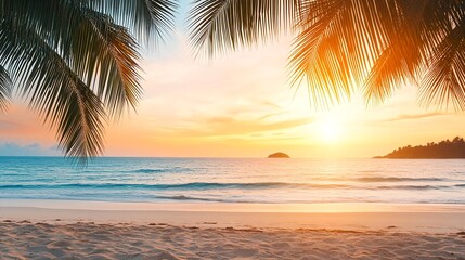 Obraz premium Tropical Sunset Beach Paradise - Golden Hour Photography