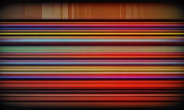 Abstract Horizontal Stripes Pattern with Irregular Lines in Multicolored Spectrum Design on Black Background for Modern Decorative Art